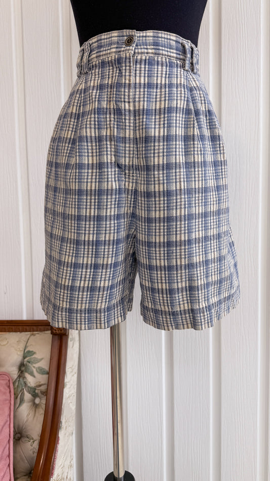 Shorts carreauté beige et bleu-small