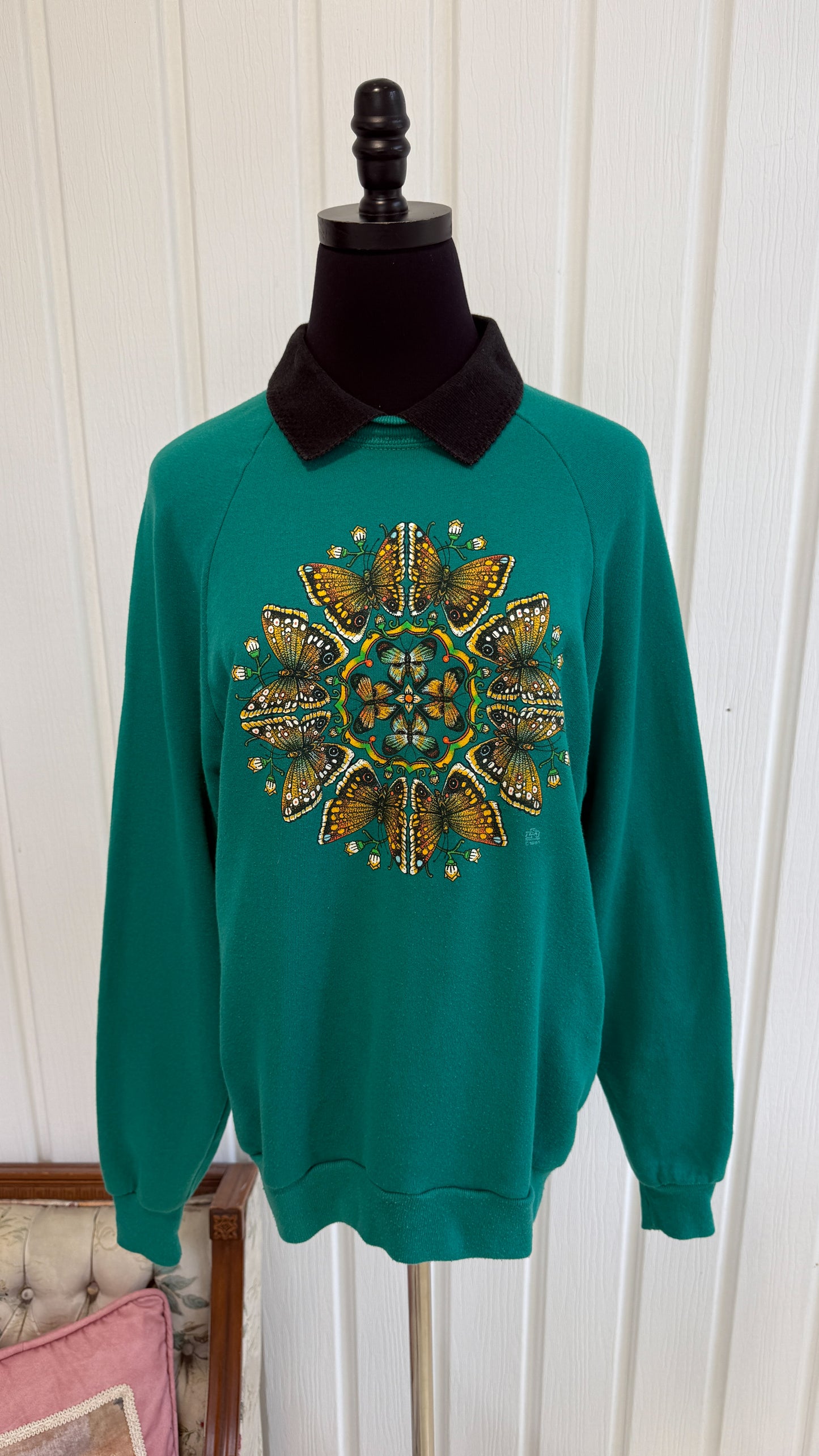 Chandail crewneck turquoise monarques- medium