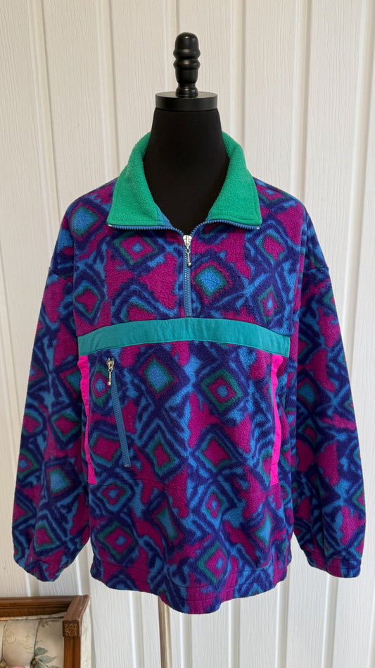 Chandail en polar bleu,mauve et rose- medium