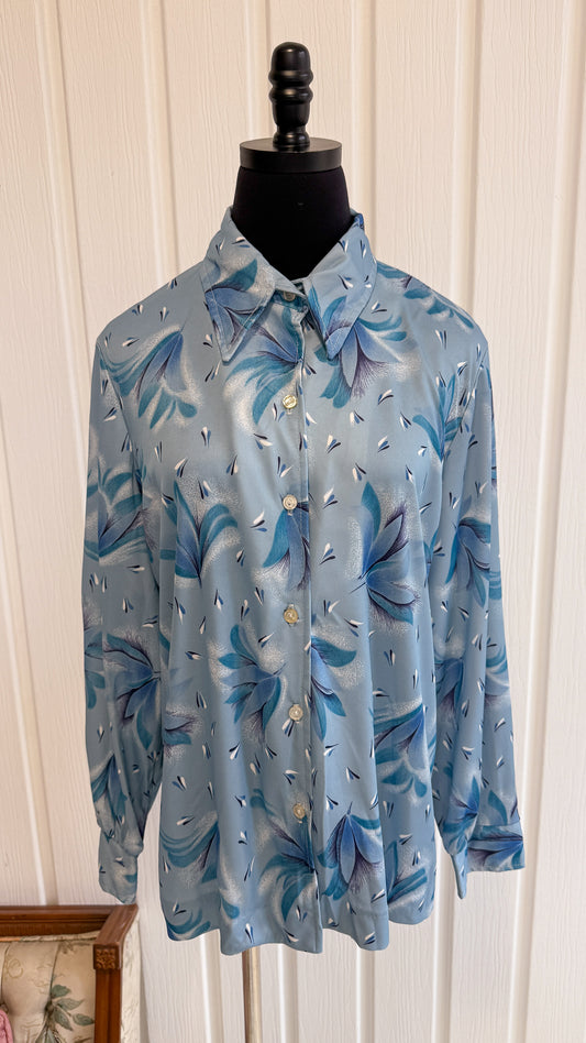 Chemisier bleu fleuris- large