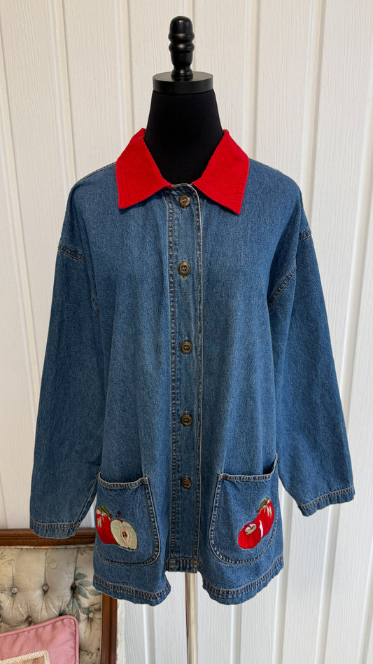 Veste en jeans pommes- x-large