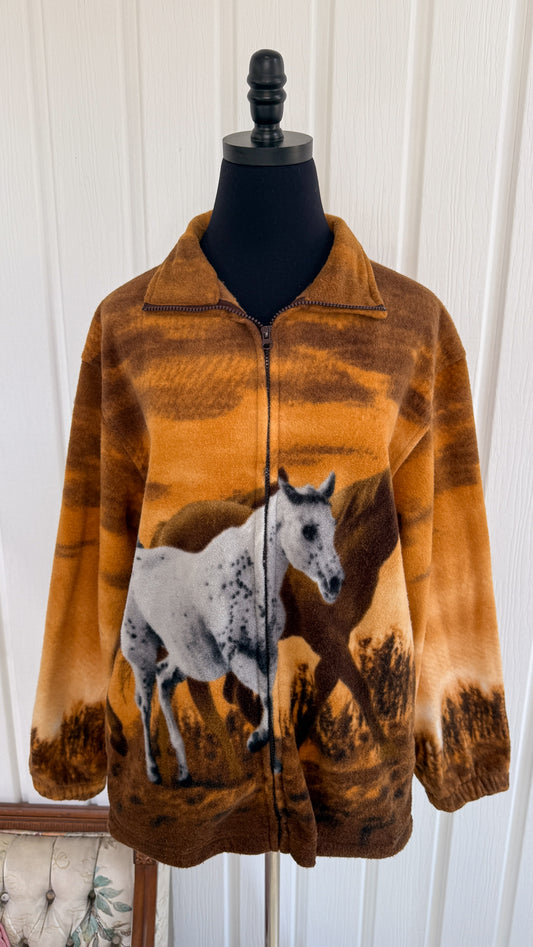 Veste en polar motif chevaux- medium