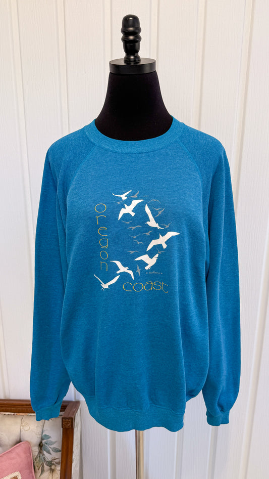 Blue Oregon Coast crewneck sweater - x-large