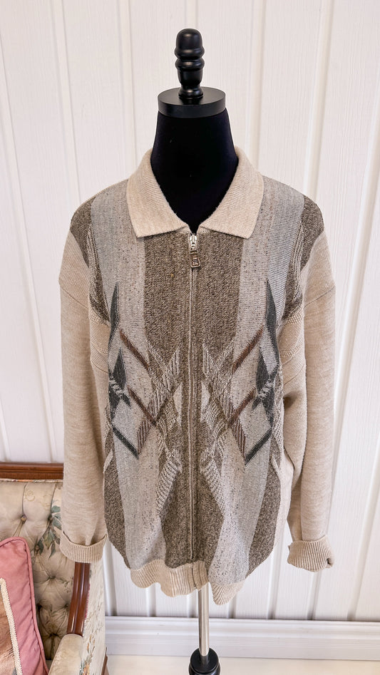 Veste en tricot beige à motifs- large