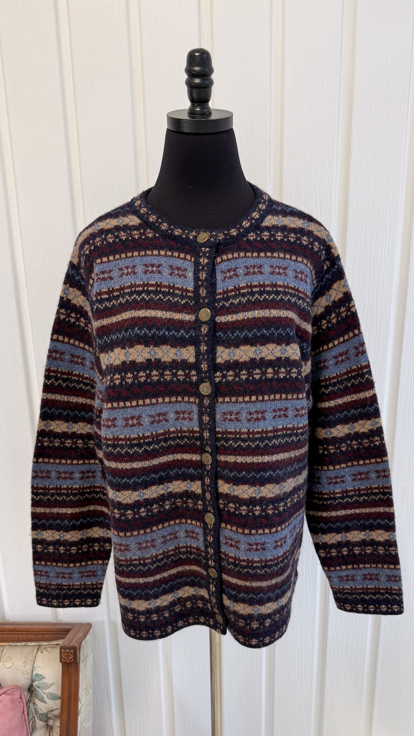 Cardigan tricot marine rayé- medium