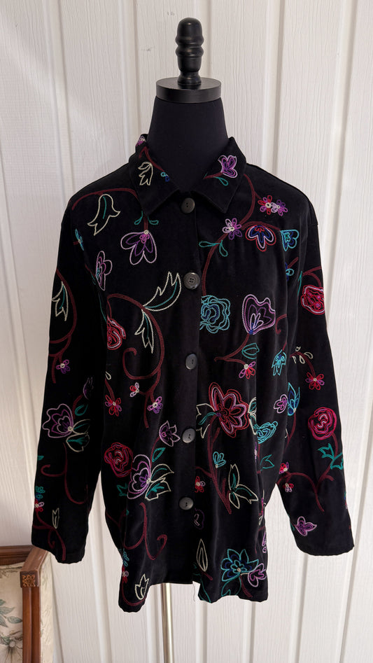 Veste/chemisier noire brodée- large
