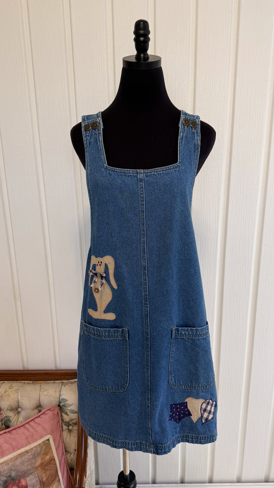 Robe salopette en jeans lapins- large