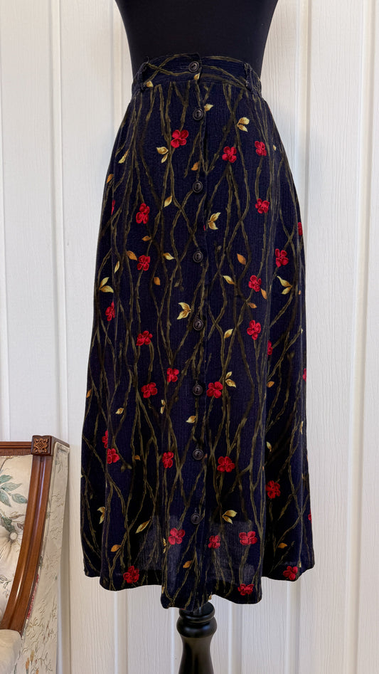 Jupe marine fleurie - small