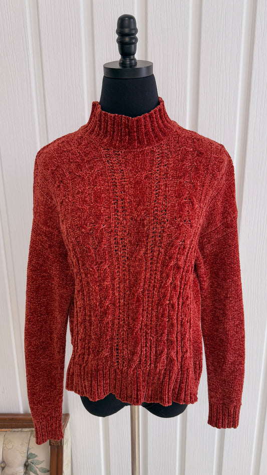 Chandail en tricot velours orange- medium