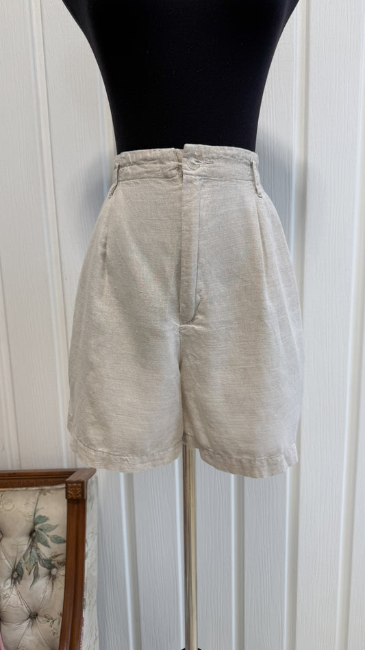 Shorts beige en lin- small