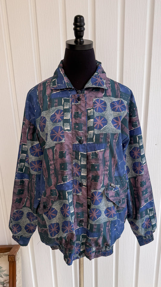 Windbreaker with geometric patterns - loose fit