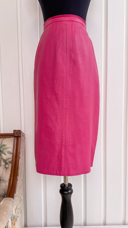 Fuchsia pink leather skirt - small