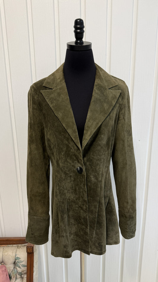 Manteau en suede vert kaki- small