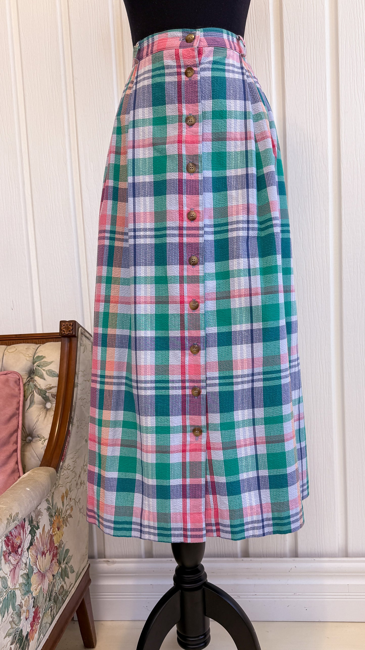Jupe carreauté bleu,turquoise et rose- x-large