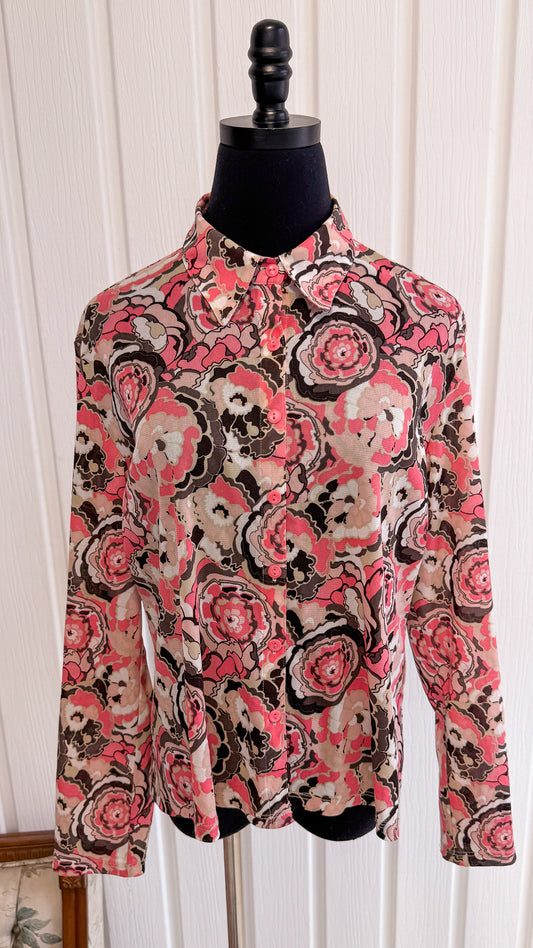 Chemisier rose fleuris- large