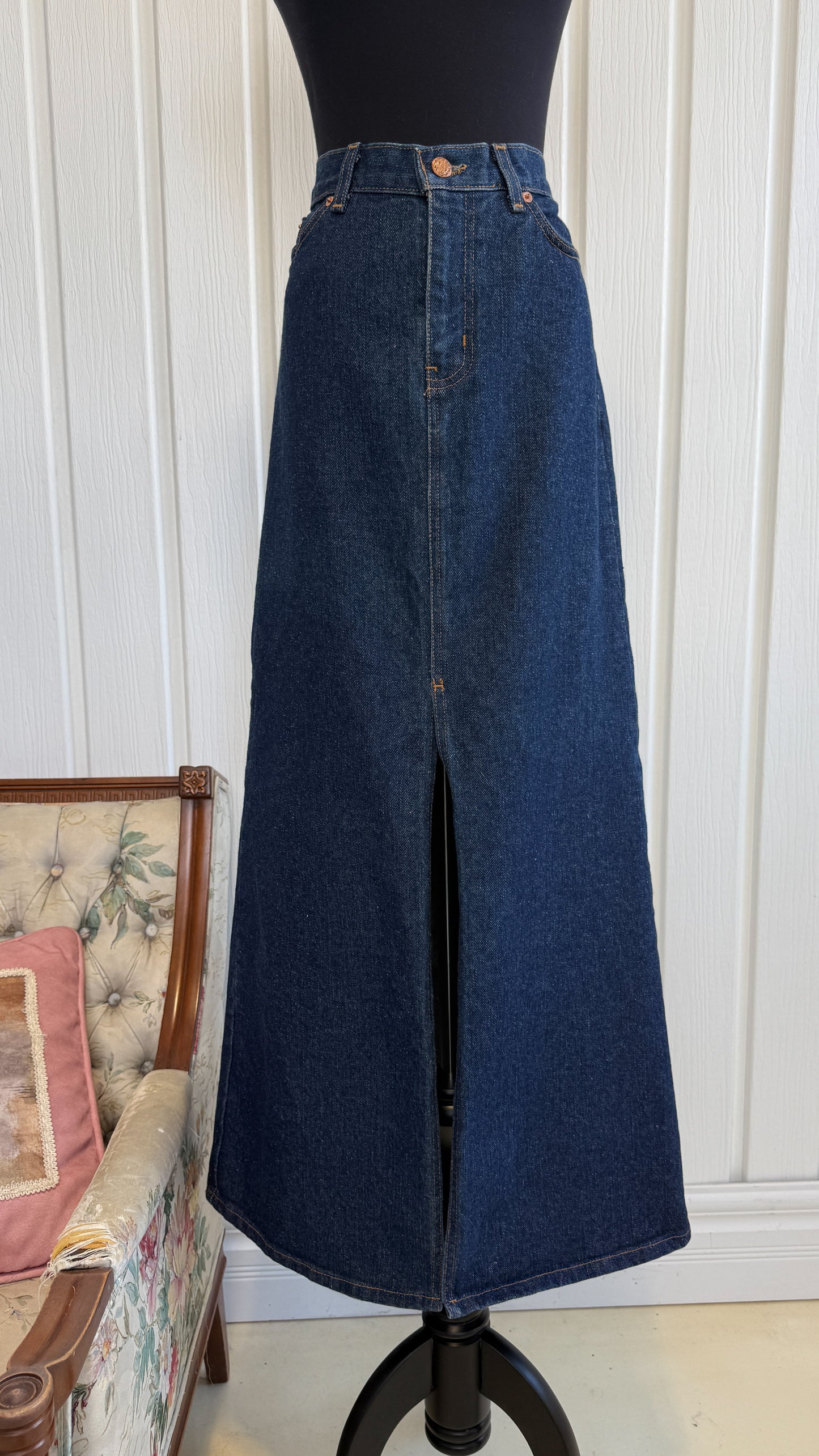 Jupe en jeans bleu foncée - medium