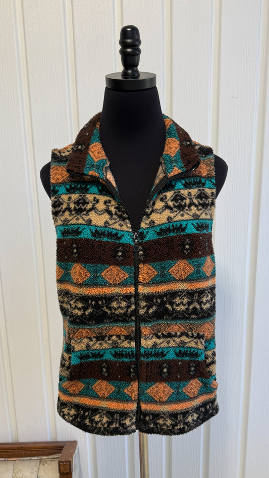 Veste sans manches en polar rayures à motifs- small