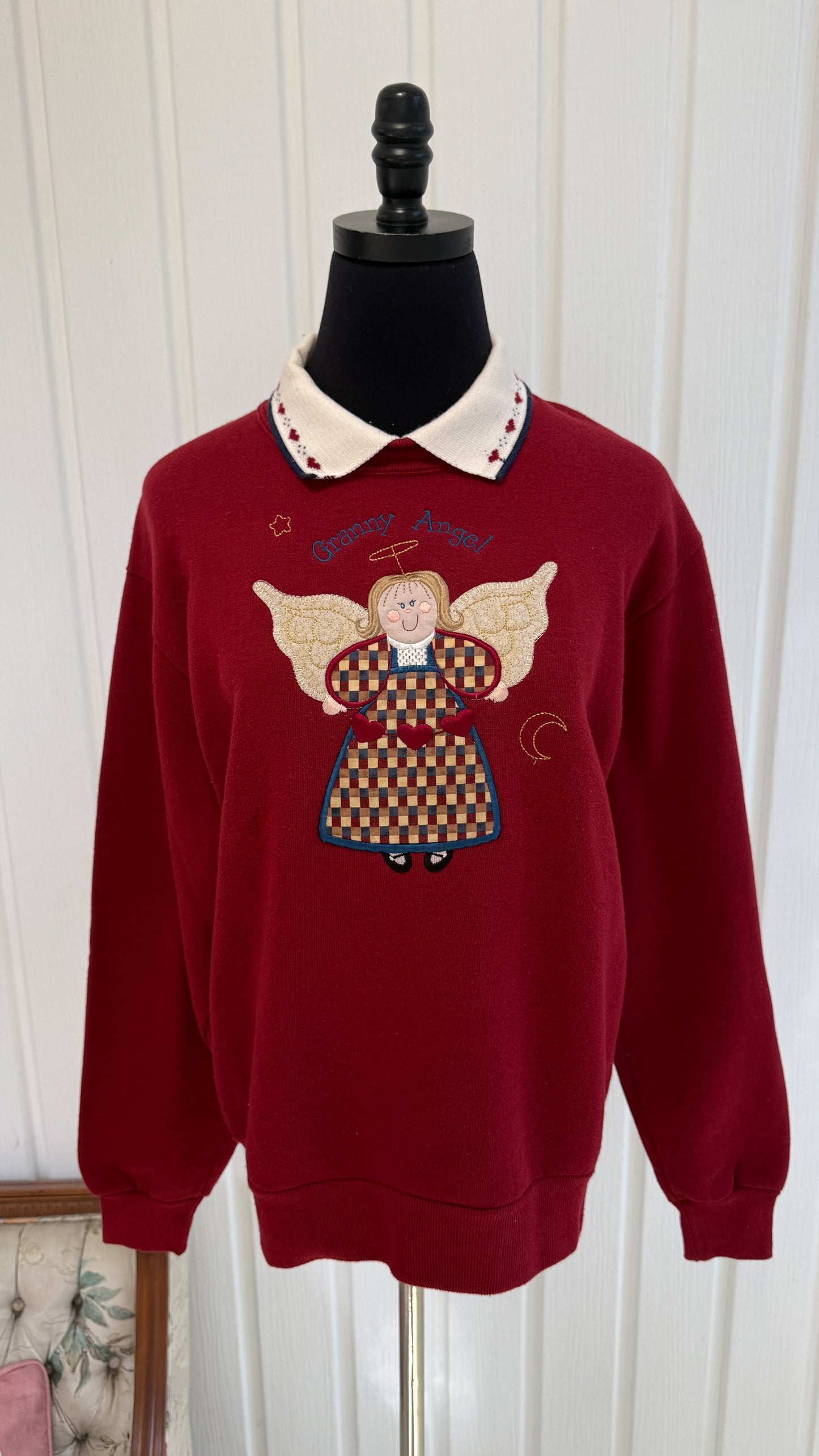 Chandail crewneck bourgogne ange - small