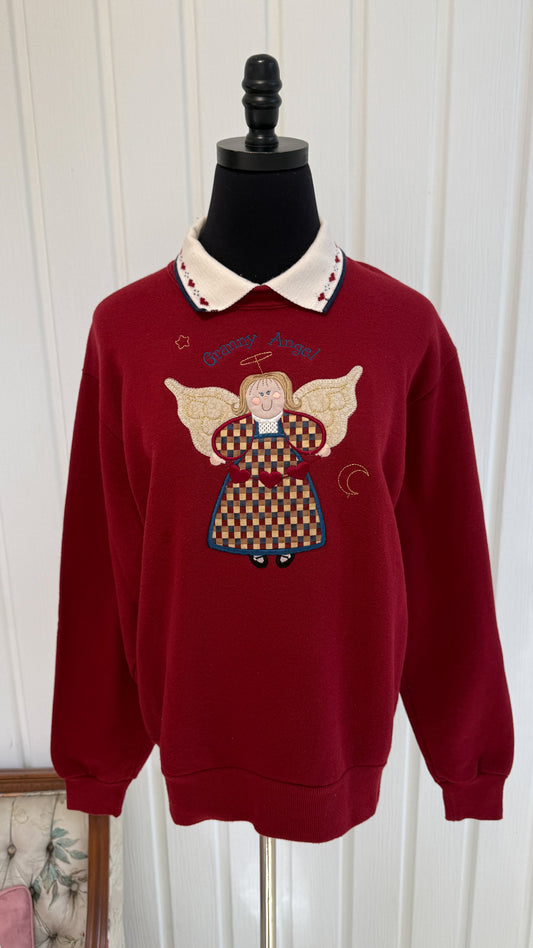 Chandail crewneck bourgogne ange - small