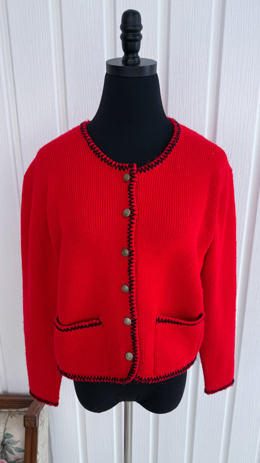Cardigan tricot rouge - small