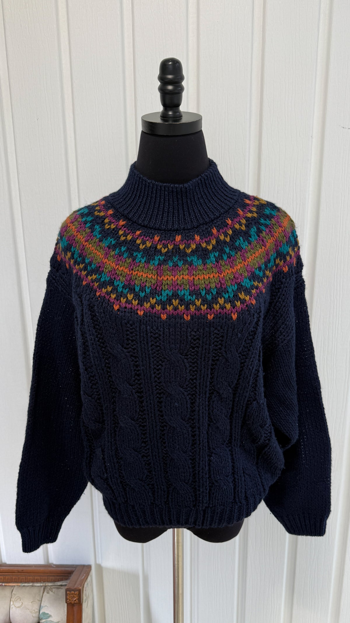 Chandail tricot marine motifs dans le haut- small