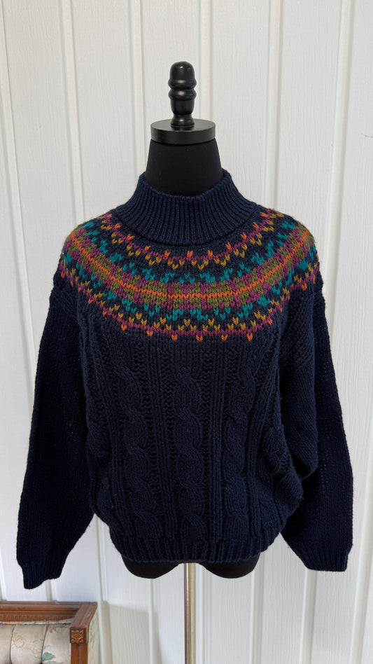 Chandail tricot marine motifs dans le haut- small