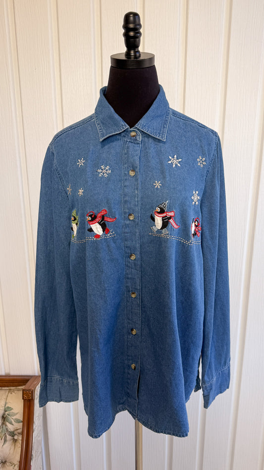 Chemisier en denim pingouins- large
