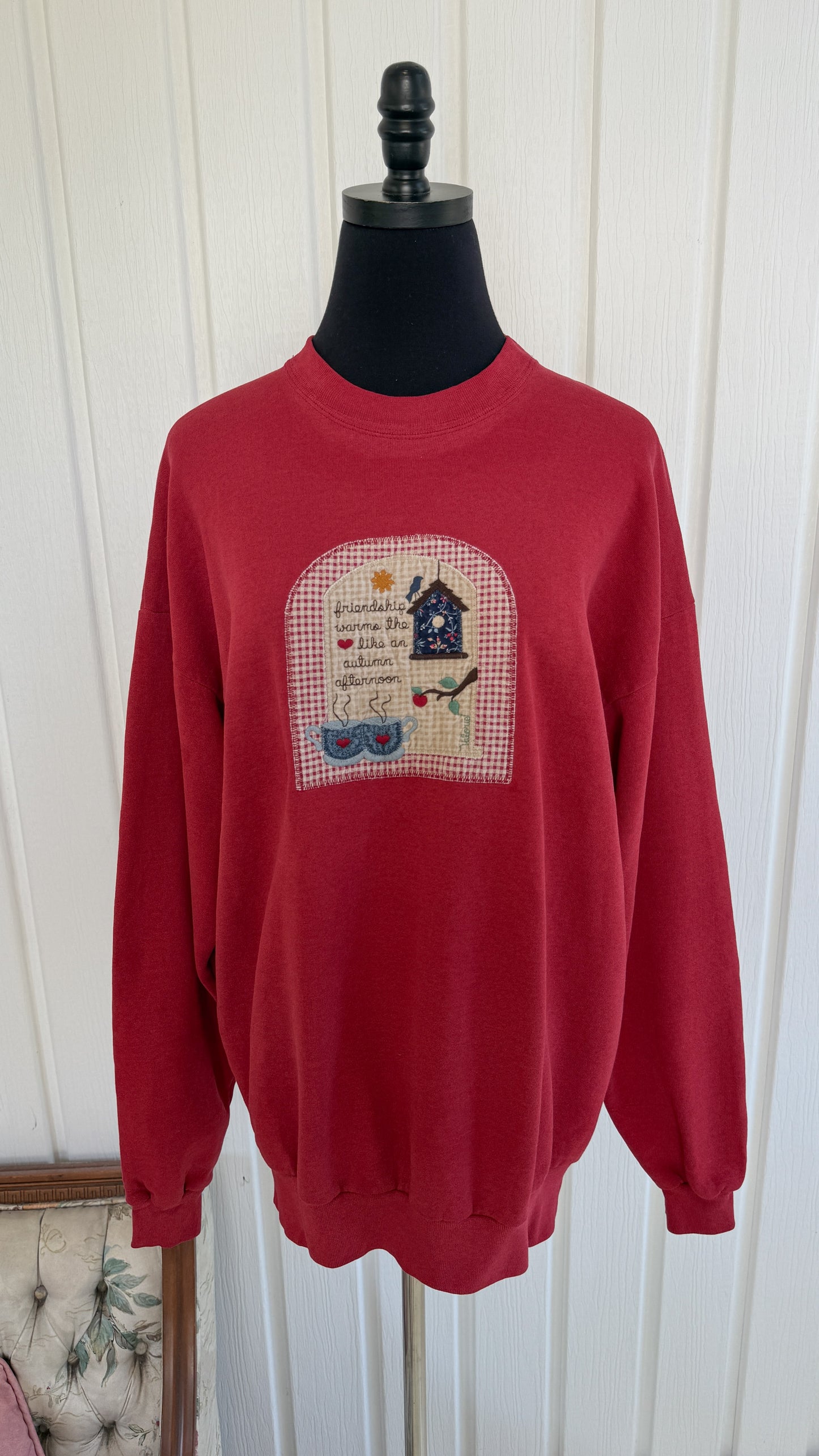 Chandail crewneck rouge Automne- large