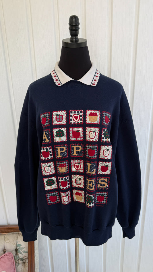 Chandail crewneck marine pommes- medium
