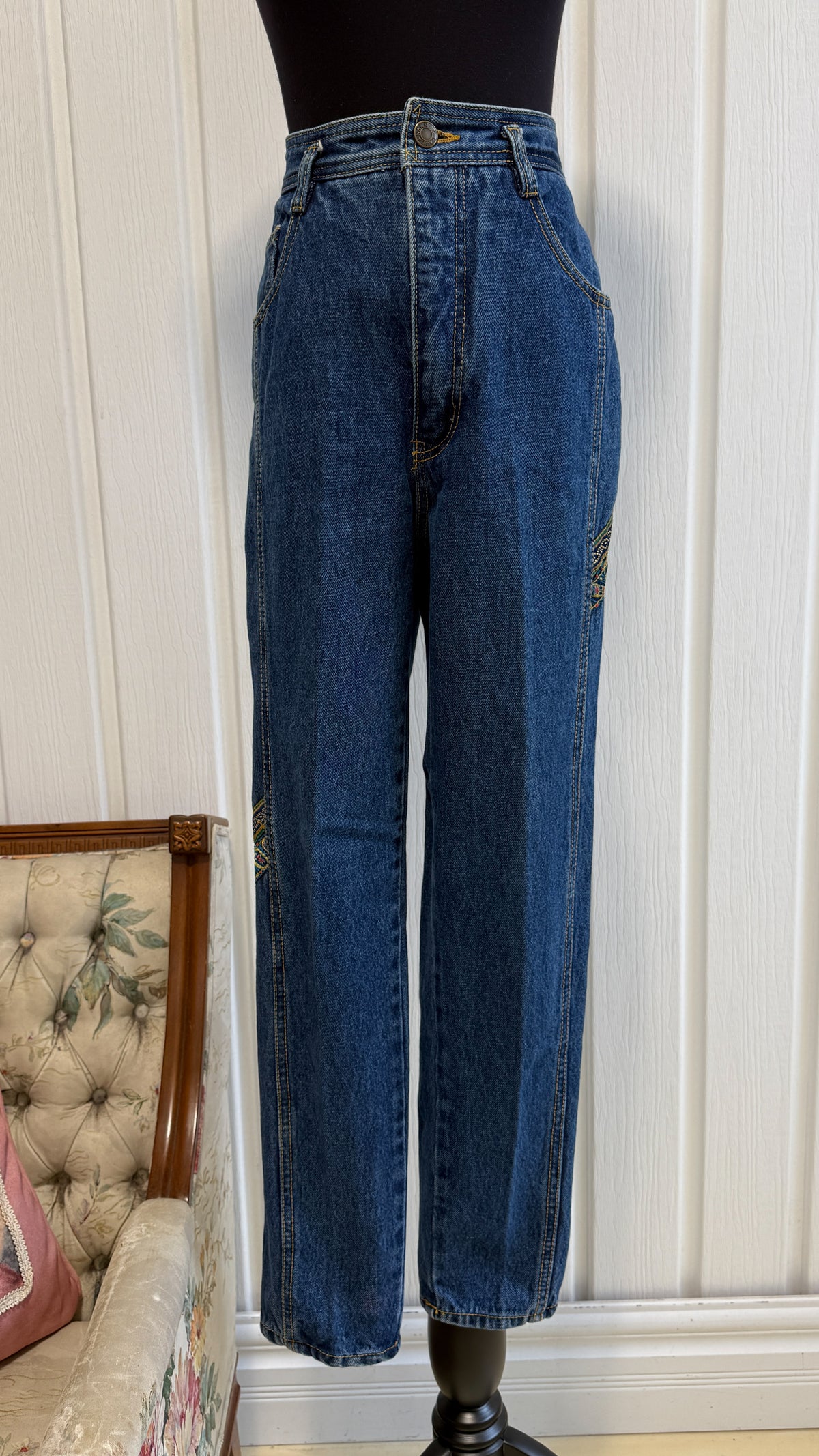 Jeans droit brodé Rico- x-small