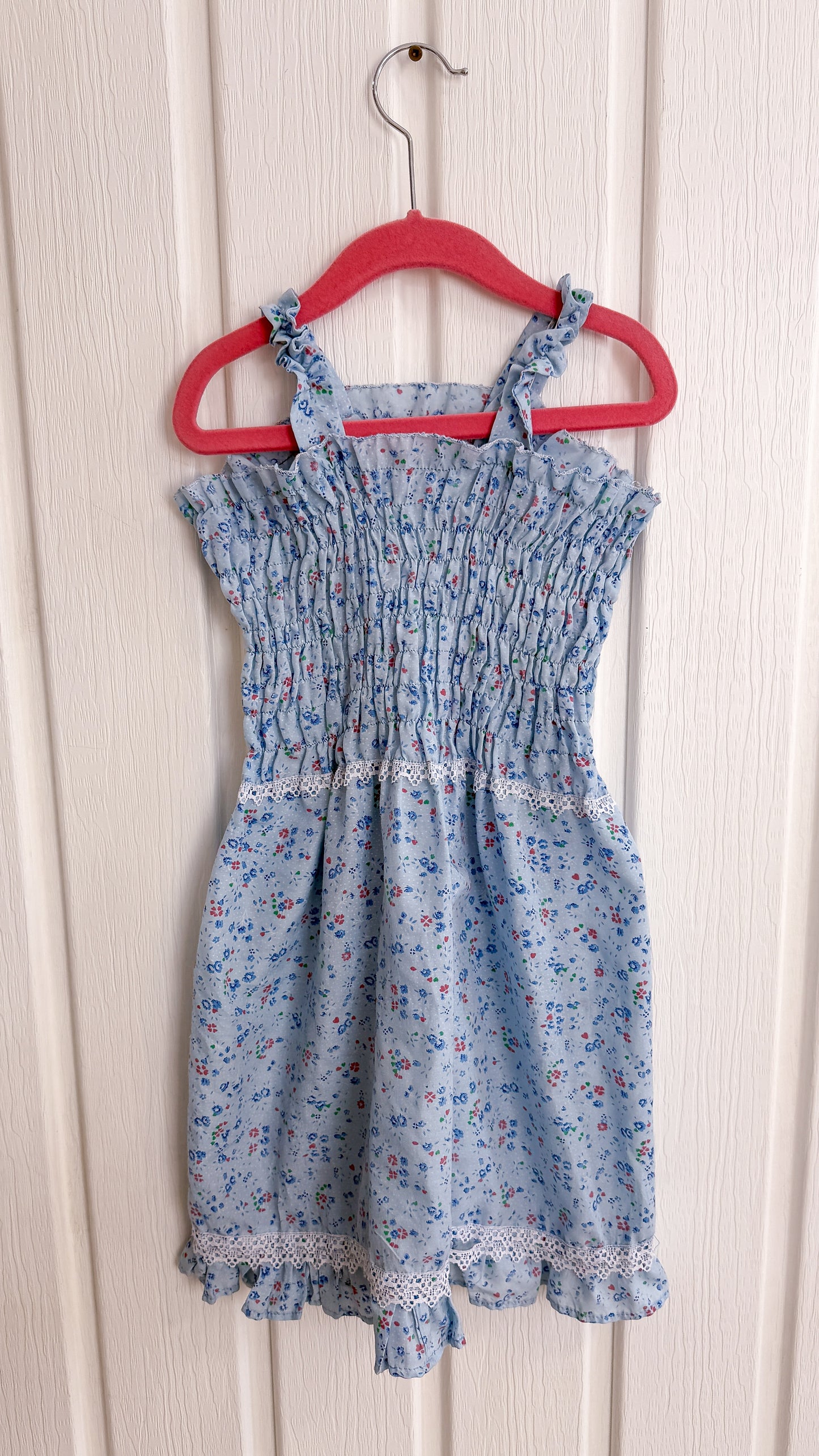 Enfants- Robe bleu fleurie- 4