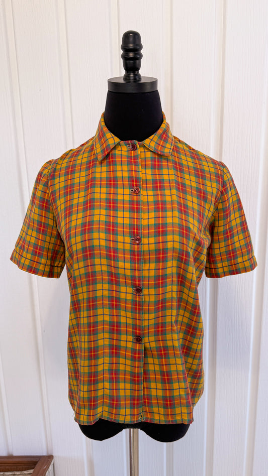 Chemisier carreauté jaune,rouge et bleu- small