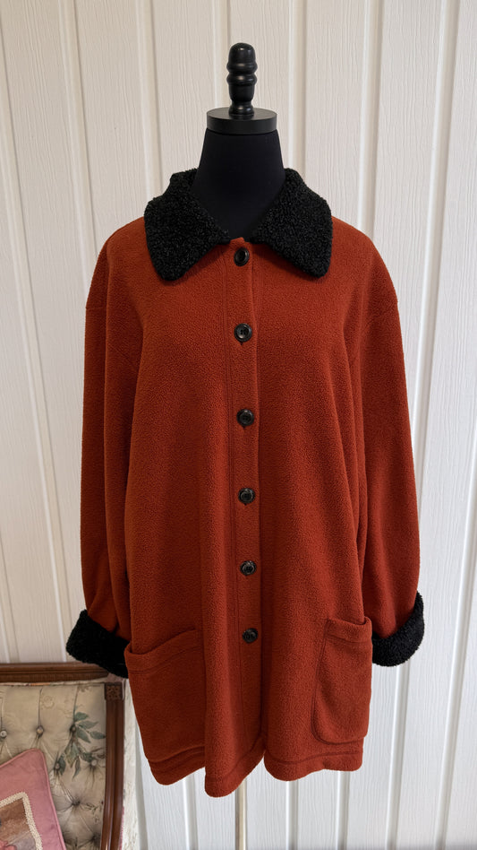 Veste en polar orange brûlé- large