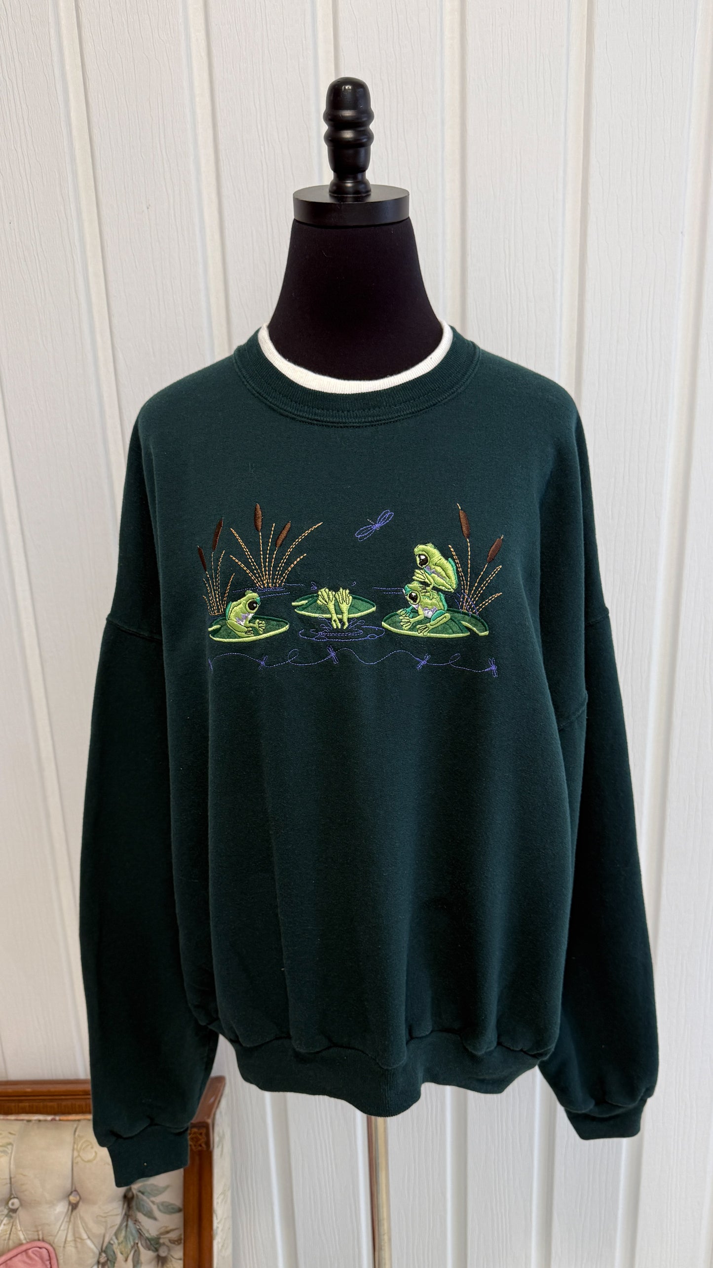 Chandail crewneck vert grenouilles- x-large