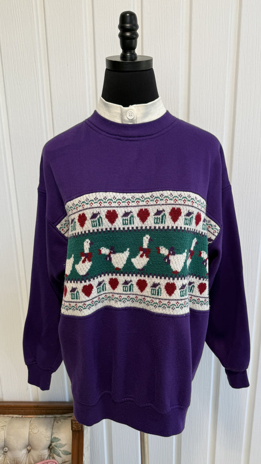 Chandail crewneck mauve canards- medium