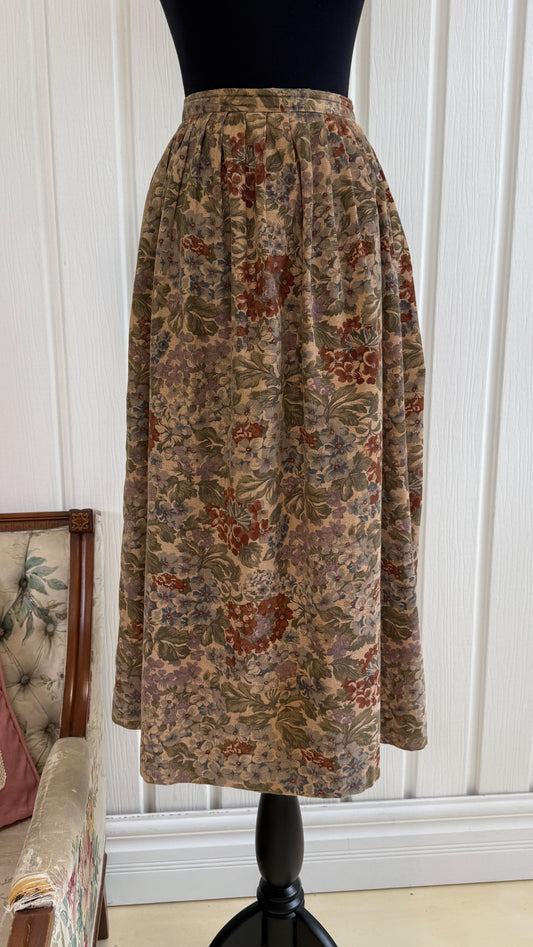 Jupe corduroy beige fleuris- small