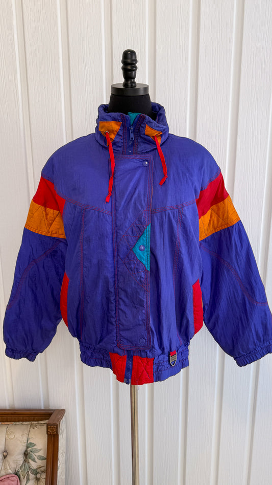 Manteau hiver mauve,rouge et orange- small