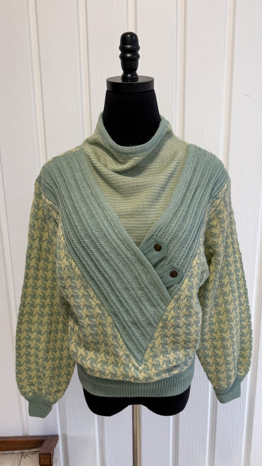 Chandail tricot jaune et sarcelle- small