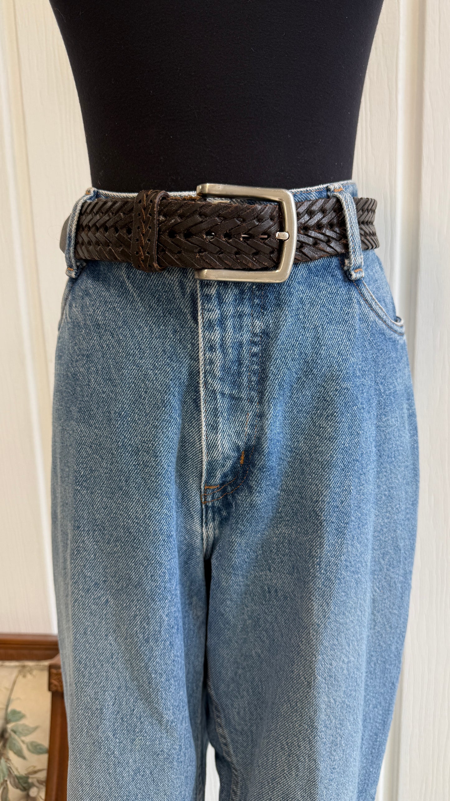 Ceinture en cuir tressé- large