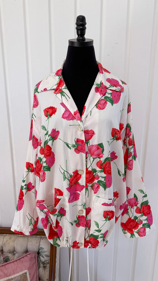 Manteau léger blanc fleuris - large