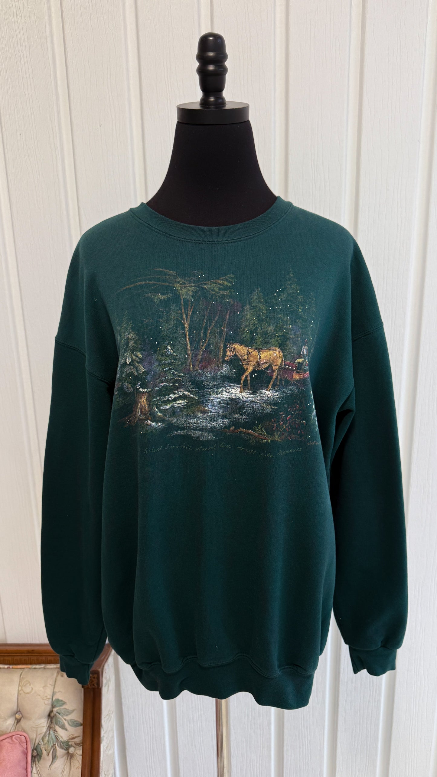 Chandail crewneck vert calèche- large