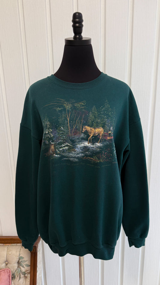Chandail crewneck vert calèche- large