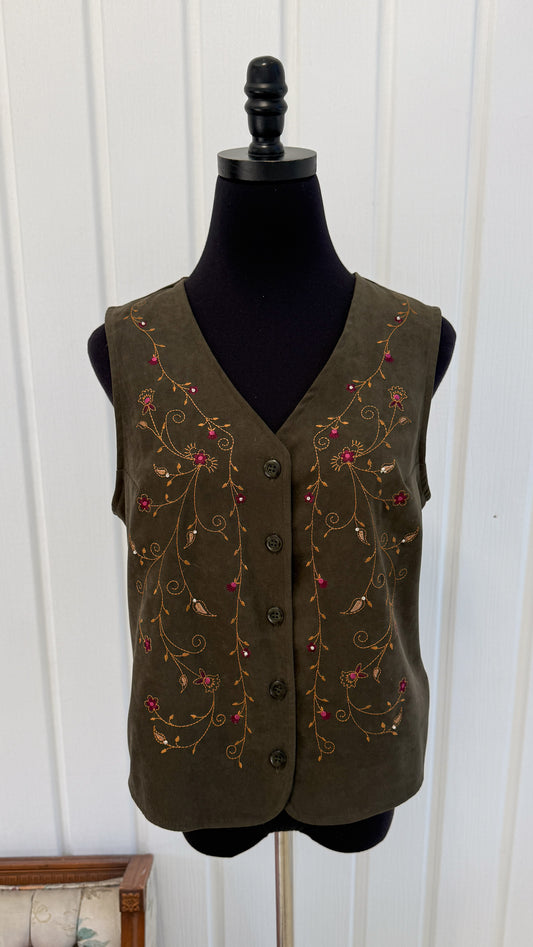 Veste en faux suede vert kaki- medium
