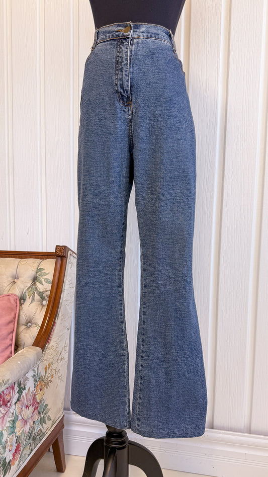 Jeans brodée pattes éléphants- large