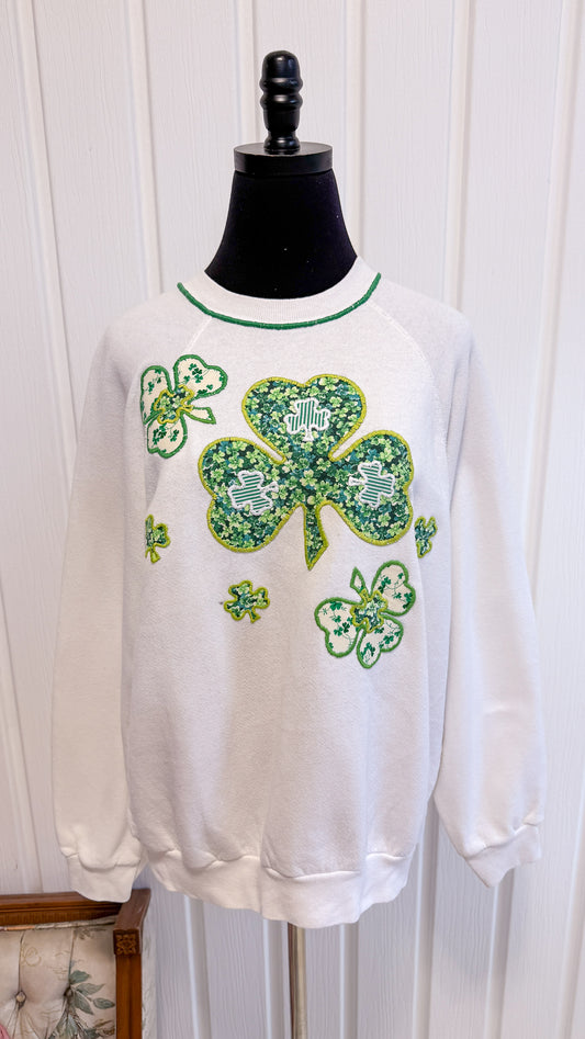 Chandial crewneck blanc motif trefles- large