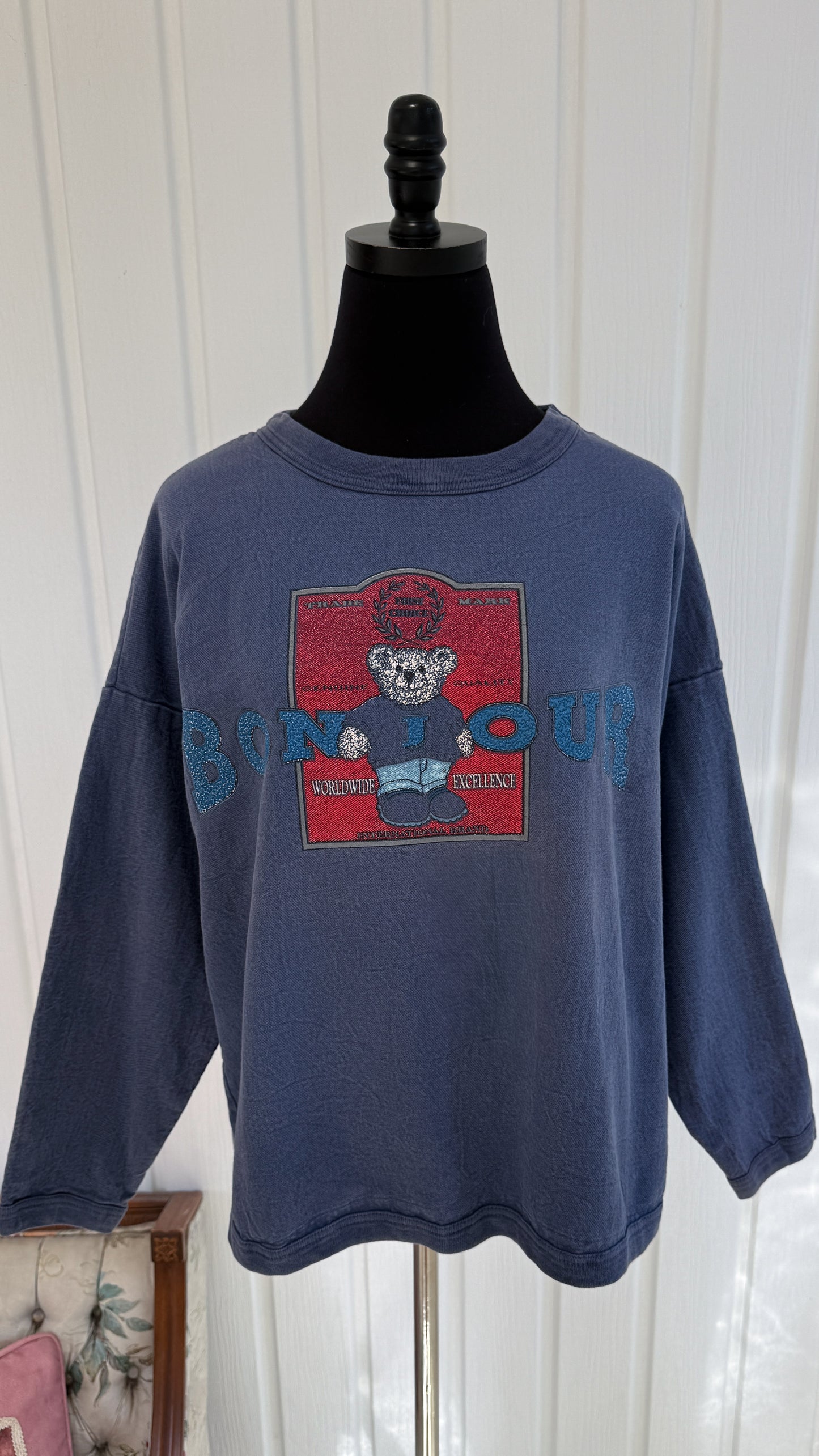 Chandail crewneck marine ourson- large