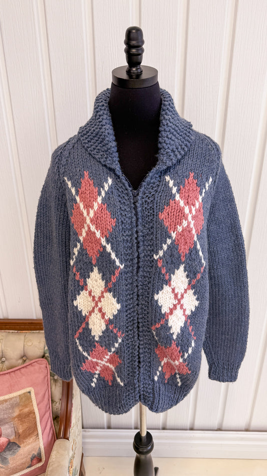 Cardigan bleu losanges - large