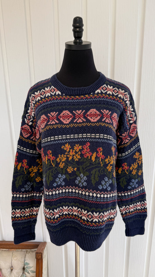 Chandail tricot marine rayures à motifs- medium