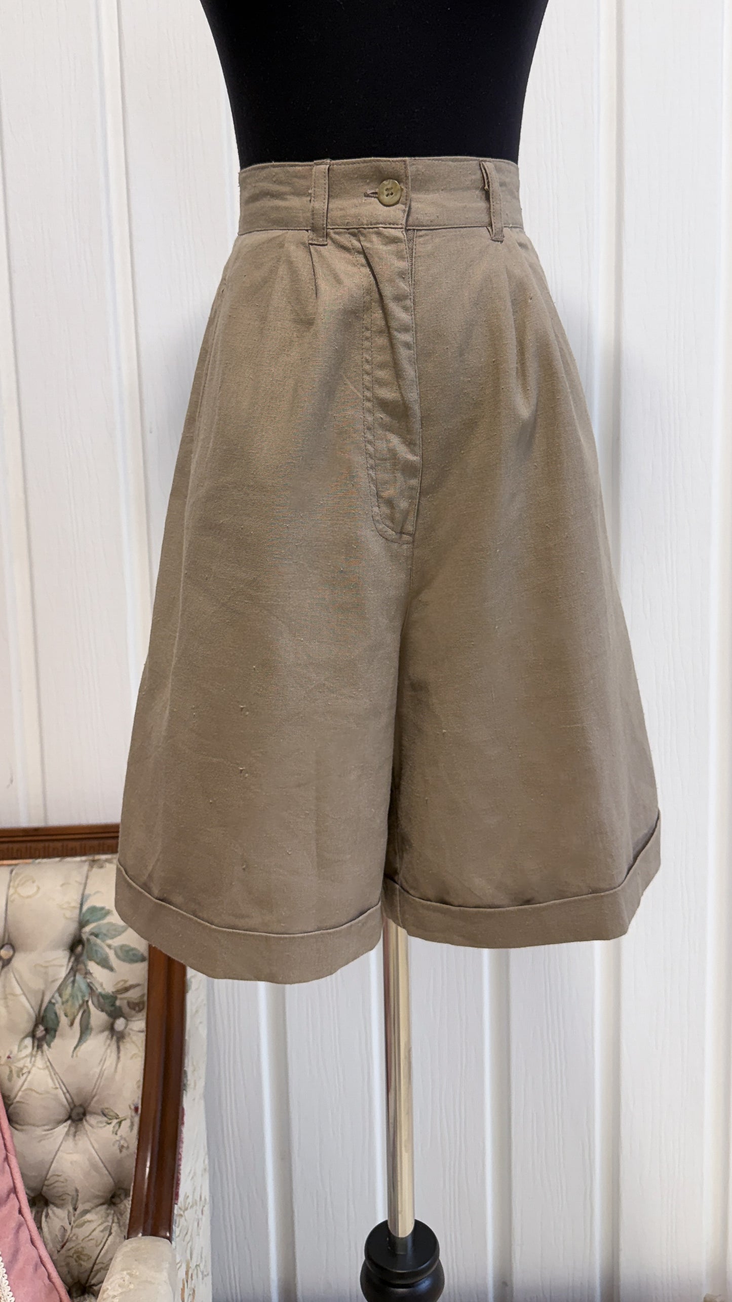 Bermuda en lin beige foncé- medium