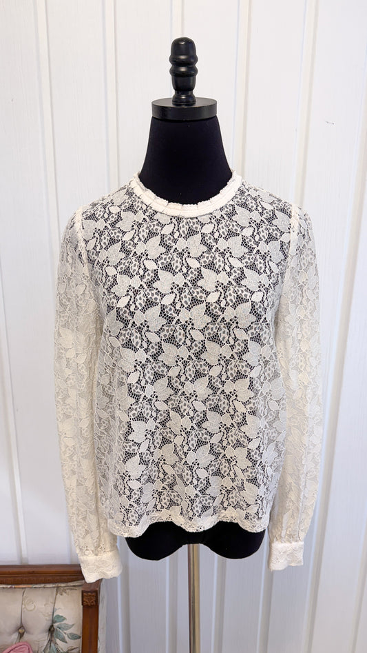 Chemisier/chandail en dentelle blanc- small